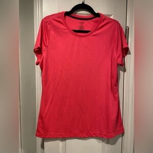 Danskin Now Size XL Neon Pink Crew Neck Short Sleeve Pullover Athletic Top Logo